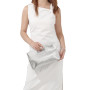 EVEOUT Pochette en Cuir Femmes Clutch Fête Sac à Main de Soirée avec Chaîne élégant Sac à bandoulière pour Mariage Parti(Argent)