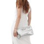 EVEOUT Pochette en Cuir Femmes Clutch Fête Sac à Main de Soirée avec Chaîne élégant Sac à bandoulière pour Mariage Parti(Argent)