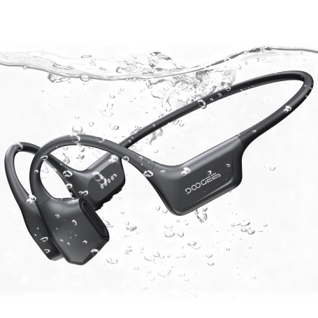 DOOGEE Casque à Conduction Osseuse,Étanche IP68 Écouteurs pour la Natation,10 Heures,Bluetooth 5.4 sans Fil 64Go de Stockage,Mod