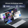 DIAKUOE 15,6" Ordinateur Portable FHD IPS avec Celeron N95 Processor, 16Go RAM 1To SSD, Win 11 PC Portable avec Clavier Rétroécl