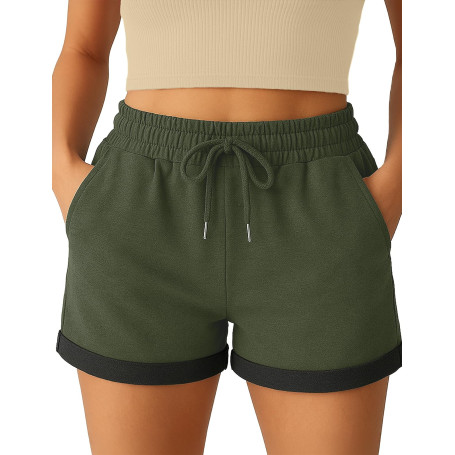 Smith & Solo Short Sport Femme en Coton, Pantalon Court pour Femme, Short Femme ete, Taille Haute, avec Poches, pour Le Jogging,