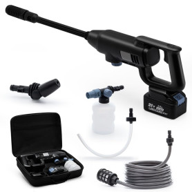 Kalopsia Nettoyeur Haute Pression sans Fil: 75Bar 21V 4Ah Batterie Pistolet à Eau Portable avec Tuyau 5m Buses Réglables 3 Nivea