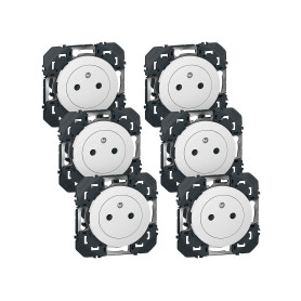 LEGRAND - Prise Electrique Murale 16A avec Terre dooxie Surface - Prise 2P + T Affleurante avec Fond Rétractable - Blanc - Lot d