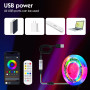 RGB+IC Ruban LED 1M Bande Led Strip avec APP et Télécommand 5V Dimmable Multicolore Bande lumineuse, Musique Synchroniser, USB L