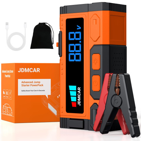 JDMCAR Booster Batterie Voiture 8000A - 14.8V Démarreur Batterie Voiture (jusqu'à9,0L Gaz/8,5L Diesel), Jump Starter avec LED, B