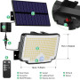nipify Lampe Solaire Extérieur Detecteur de Mouvement【310 LED/3Mode/Angle d'éclairage 270 °】, Lumiere Solaire Extérieure avec Té