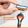 Gillette Recharges De Rasoir Fusion5 Pour Hommes, Pack De 20, AUTHENTIQUES, Cartouches Avec Bande Lubrifiante Et 5 Lames Pour Un