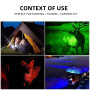 Alonefire SV96 RGBW 4 Couleurs Multicolore LED Lampe Torche Rechargeable USB C Blanc Vert Lumière Bleue, Lampe de Poche Rouge St