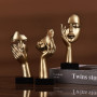 oliruim Lot de 3 Statues de penseur, Sculpture d'art Abstraite dorée et Noire, décoration de Bureau, Cadeau de Noël, Nouvel an (
