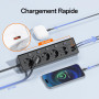 Kemelo Multiprise avec Interrupteur Individuel, 9 en 1 multiprise Plate avec 4 Sortie AC, 2 EU Ports, 3 USB Ports, pour Le Burea