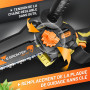 GRÜNTEK Mini Tronçonneuse à Batterie Scie Tronconneuse Électrique Sans Fil Brushless Élagueuse de Jardin avec 2 Batteries, 2 Cha