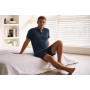 Jahetuul Pyjama Homme Court en Coton Été Ensemble de Pyjama à Col en V avec Boutons Décoratifs T-Shirt Uni et Short Uni avec Poc
