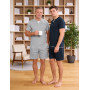 Jahetuul Pyjama Homme Court en Coton Été Ensemble de Pyjama à Col en V avec Boutons Décoratifs T-Shirt Uni et Short Uni avec Poc