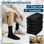 Josnown Chaussettes Chaudes Homme, Chaussettes Hiver Thermiques en Laine, Semelles Épaisses en Tissu Éponge pour Randonnée, Mais