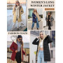 Tuopuda Manteau Femme Hiver Matelassée Veste Polaire Chaud Parkas Blouson Zippée à Capuche mi Longue Coat Outercoat Slim Fit Cas