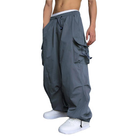 WZIKAI Pantalon cargo baggy décontracté pour homme - Pantalon cargo de parachute - Coupe ample - Hip Hop - Sarouel avec poches