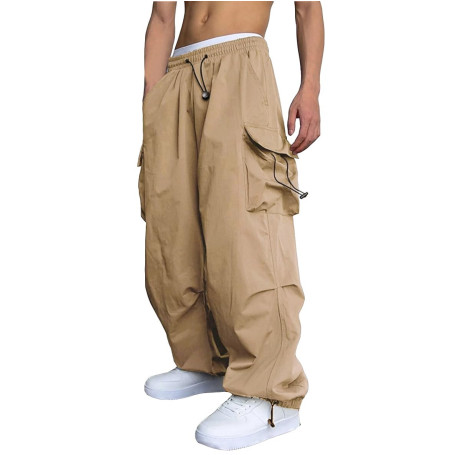 WZIKAI Pantalon cargo baggy décontracté pour homme - Pantalon cargo de parachute - Coupe ample - Hip Hop - Sarouel avec poches