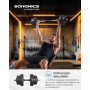 SONGMICS Kit Haltères Musculation 2-en-1, Poids Réglable, avec Barre d’Extension Supplémentaire en Acier, Revêtement en Plastiqu