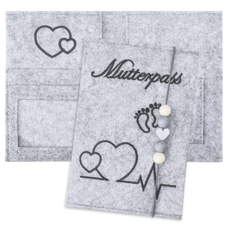 MUYAPAY Protège carnet de santé,Housse de carnet de santé avec fermeture éclair en feutre,Couverture carnet de santé bébé,pour T