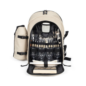 Livoo – Sac à Dos Pique-Nique 4 Personnes SE970C – 11L, 600D, 30 Accessoires, Crème