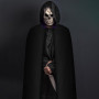 AOOWU Cape à Capuchon Noire Violet Déguisement, Cape à Capuche Double Face pour Halloween, Déguisement de Sorcière, Adulte Costu