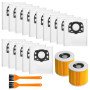 Lot de 17 Pièces – 15 Sacs d’Aspirateur+ 2 Filtre +2Filterbürste,pour Kärcher KFI 357, WD 2 Plus,WD2, WD3, KWD 1-3, SE4002,SE400