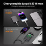 Kstime Batterie externe magnétique 10 000 mAh, design ultra fin en titane de 14 mm, chargeur portable sans fil PD20W avec entrée