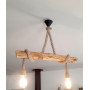 Solenzo - Lustre suspension ATLANTIQUE en bois naturel flotté 2 ampoules - style bord de mer - E27