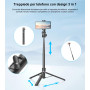 Gahenwo 173cm Perche Selfie Monopode/Trépied pour Caméra d'action, Trepied Smartphone Tout-en-Un avec Télécommande, Support de T