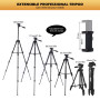 GRIFEMA Trepied Smartphone Pied Appareil Photo Pliable, 55”/140cm Alluminio Trepied Telephone avec Télécommande bluetooth et Sup
