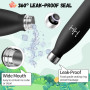 Mulbijeo Gourde Isotherme 500ML, Acier Inoxydable 18/8, Bouteille Isotherme, Sans BPA Metal, Gourde Inox Enfant, Étanche Double 
