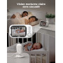 GHB Babyphone Camera Écran LCD 3,5 inches Camera Surveillance Bebe 4X Zoom 8 Berceuses sans WiFi 2,4 GHz Surveillance de Tempéra