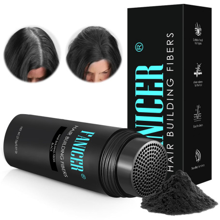27.5G Fibres Capillaires et Poudre Densifiante pour Cheveux Clairsemés - Pour Hommes et Femmes (Noir)