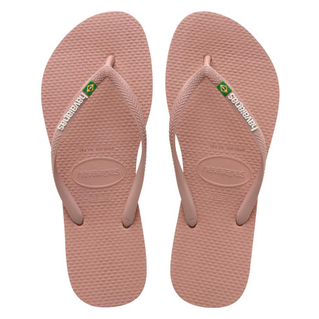 Havaianas - Slim Brasil Logo, Tongs Confortables, Durables et Légères, Hommage au Brésil, Drapeau sur Lanières, Femme