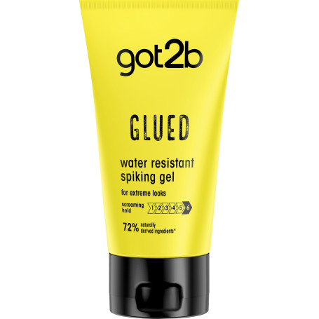 Got2b – Gel Coiffant - Superglue Glued - Collé-Serré - Résistant à l'Eau - Fixation Ultime - Formule Végane - Coiffant Cheveux -