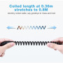 aceyoon Cable USB C Spirale, 3A 60W Câble USB vers USB C Charge Rapide Support QC3.0 Cable USB C Coudé Court Compatible avec Gal