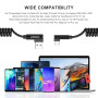 aceyoon Cable USB C Spirale, 3A 60W Câble USB vers USB C Charge Rapide Support QC3.0 Cable USB C Coudé Court Compatible avec Gal