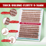 FADVAN Faux Cils Naturel - Extension de Cils Individuels 280Pcs Courbure D Brun Clair Cils en Grappe Bouquet Professionnel Clust