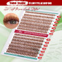 FADVAN Faux Cils Naturel - Extension de Cils Individuels 280Pcs Courbure D Brun Clair Cils en Grappe Bouquet Professionnel Clust