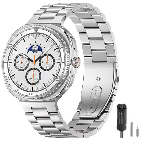 SUNDAREE Bracelet Compatible avec Samsung Galaxy Watch 8 Classic 46MM/8 44MM 40MM LTE(2025),No Gap Homme Femme Acier Inoxydable 