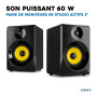 VONYX SMN30B Enceintes Monitoring Actives - Paire d'Enceintes de Studio 3”, Puissance 60 Watts Max, Réglages Graves et Aigus, Qu