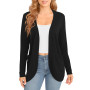 EXCHIC Femmes élégant Léger Manches Longues Cardigan Ourlet Incurvé Front Ouvert Jersey Tricot Pulls avec Poches