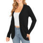 EXCHIC Femmes élégant Léger Manches Longues Cardigan Ourlet Incurvé Front Ouvert Jersey Tricot Pulls avec Poches