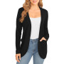 EXCHIC Femmes élégant Léger Manches Longues Cardigan Ourlet Incurvé Front Ouvert Jersey Tricot Pulls avec Poches