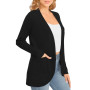 EXCHIC Femmes élégant Léger Manches Longues Cardigan Ourlet Incurvé Front Ouvert Jersey Tricot Pulls avec Poches