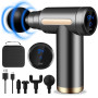 AQXONG Mini Pistolet de Massage Musculaire, Pistolet de Massage Ultra Silencieux, 6 Vitesses, 4 Têtes de Massage, l'Écran LCD, M