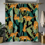 Ttincceer Rideau de Douche 180x180cm, Motif léopard de la Jungle, Animaux Sauvages, Feuilles de Palmier Tropicales, décoratif po
