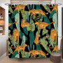 Ttincceer Rideau de Douche 180x180cm, Motif léopard de la Jungle, Animaux Sauvages, Feuilles de Palmier Tropicales, décoratif po