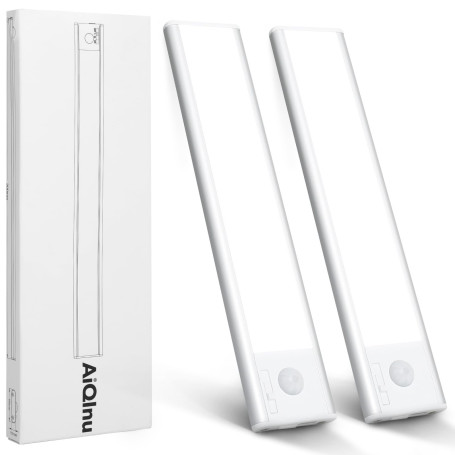 AiQInu 66 Lampe de placard LED avec détecteur de mouvement, Rechargeable par USB, lampe de placard 20 cm à intensité variable av
