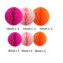 CC wonderland zone Lot de 12 Boules en Papier nid d'abeille Orange et Rose,Honeycomb Balls,Papier Pompom pour Décoration de Fête